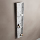 MONDIAZ EASY Nis 149,5x29,5cm in solid surface kleur Glace. 3 vakken  geschikt voor in- of opbouw